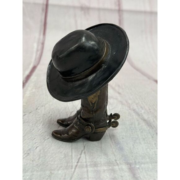 Vintage Rare Handmade Brass Cowboys Boots & Hat Brock Holbrock signed Figurine - Picture 3 of 13